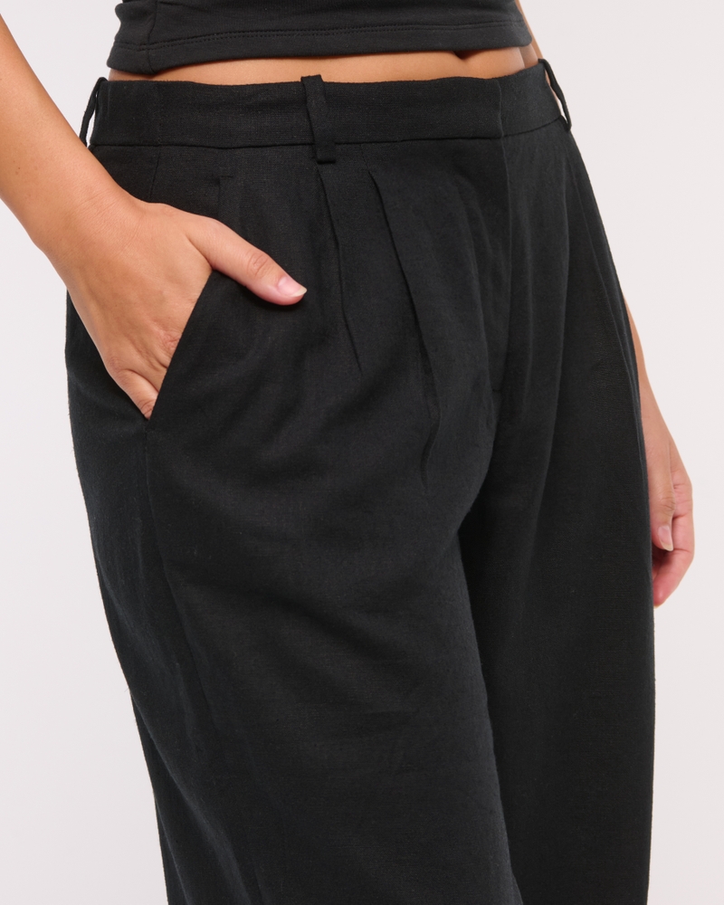 Curve Love A&F Sloane Low Rise Tailored Linen-Blend Pant(black,23)