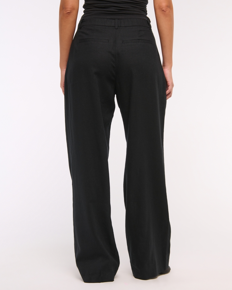 Curve Love A&F Sloane Low Rise Tailored Linen-Blend Pant(black,23)