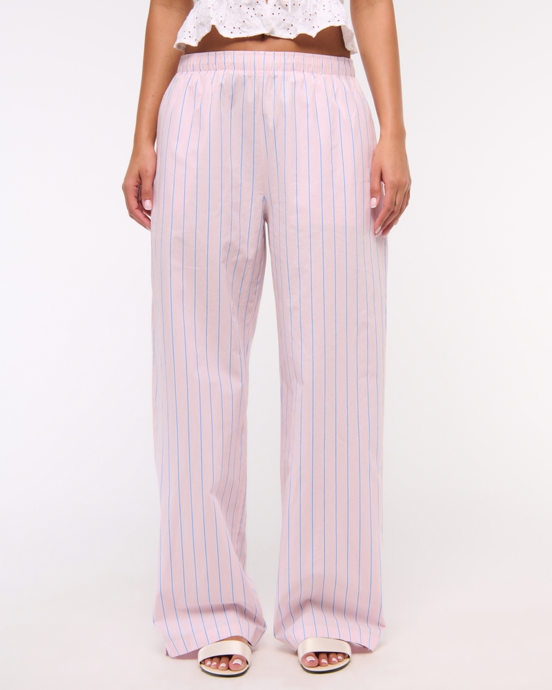 Poplin Wide Leg Pull-On Pant(light pink stripe,XXS)