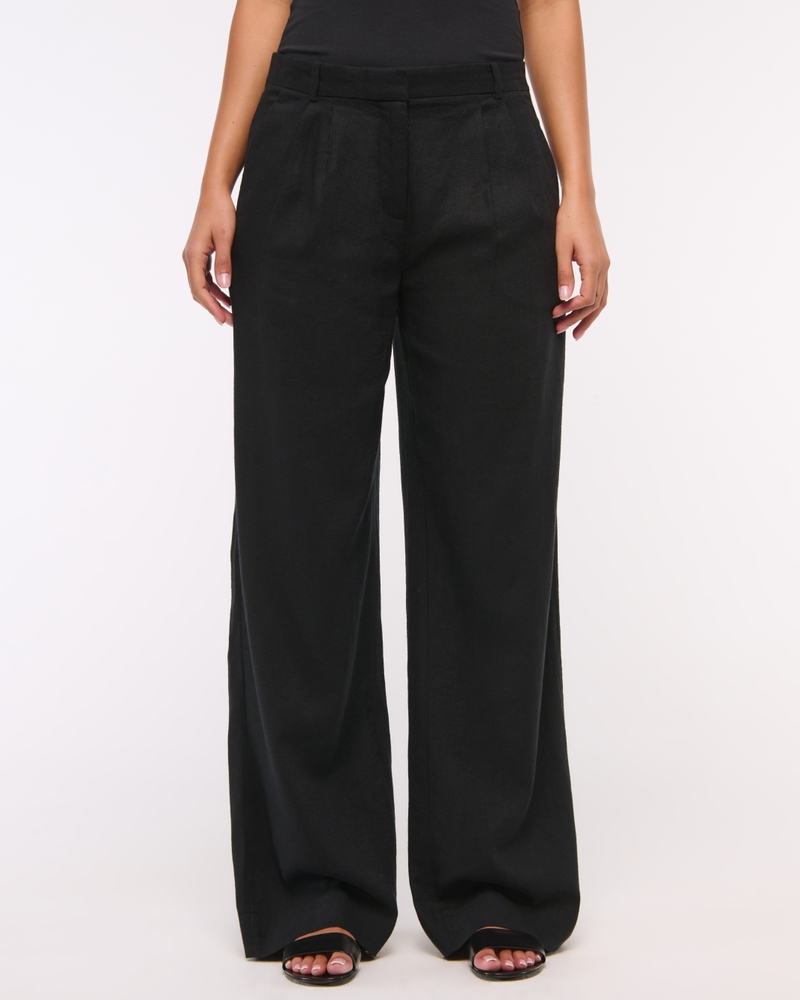 A&F Sloane Low Rise Tailored Linen-Blend Pant(black,23)