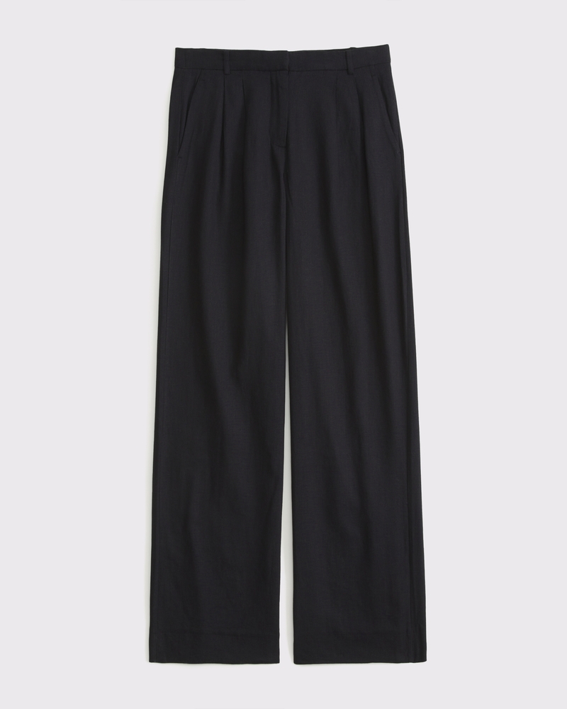 A&F Sloane Low Rise Tailored Linen-Blend Pant(black,23)