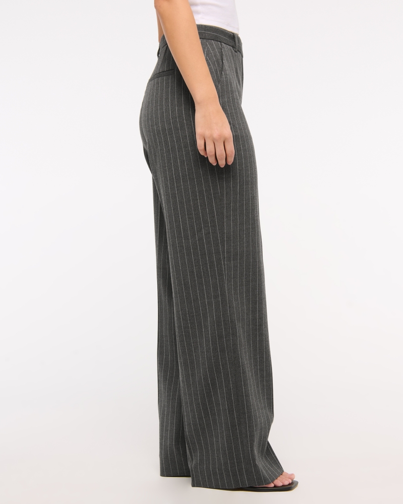 Curve Love Tailored Wide Leg Pant(dark gray pinstripe,23)