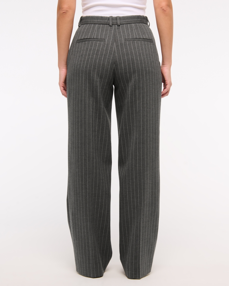 Curve Love Tailored Wide Leg Pant(dark gray pinstripe,23)