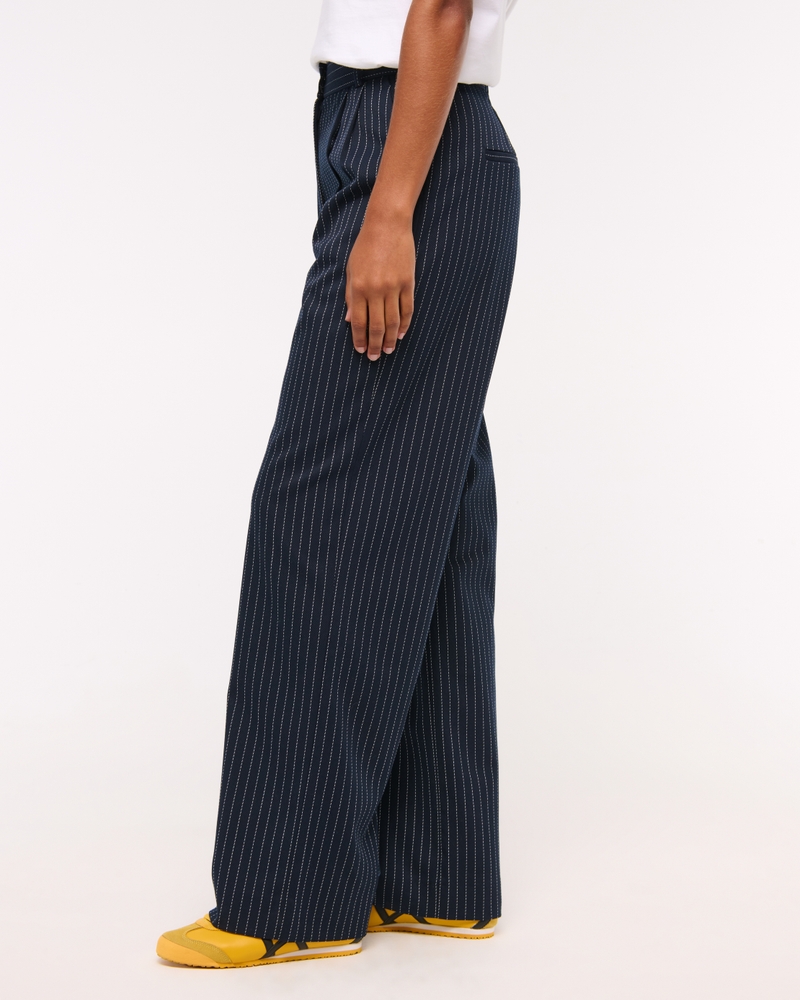 Curve Love A&F Sloane Tailored Wide Leg Pant(navy stripe,23)