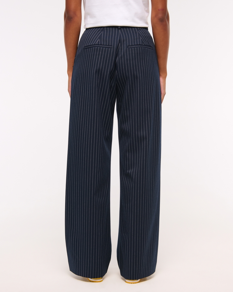 Curve Love A&F Sloane Tailored Wide Leg Pant(navy stripe,23)