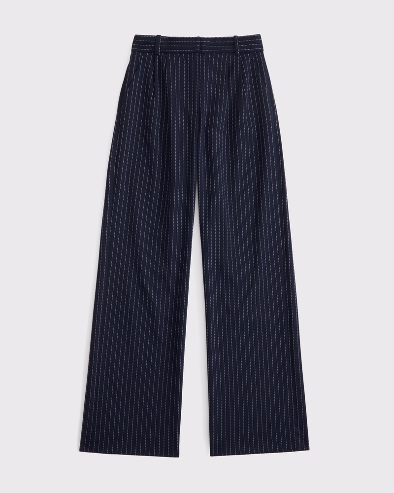 Curve Love A&F Sloane Tailored Wide Leg Pant(navy stripe,23)