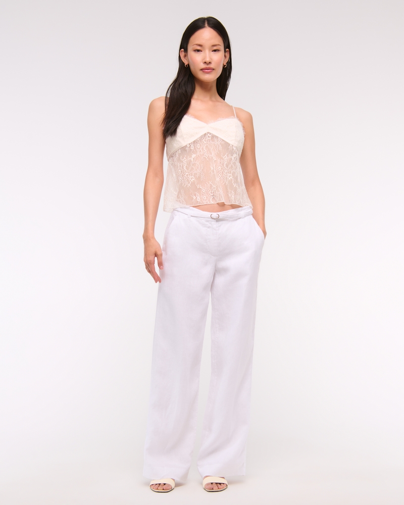 Premium Linen Belted Wide Leg Pant