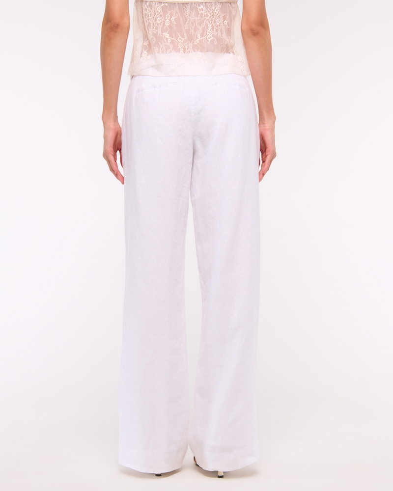 Premium Linen Belted Wide Leg Pant(white,24)