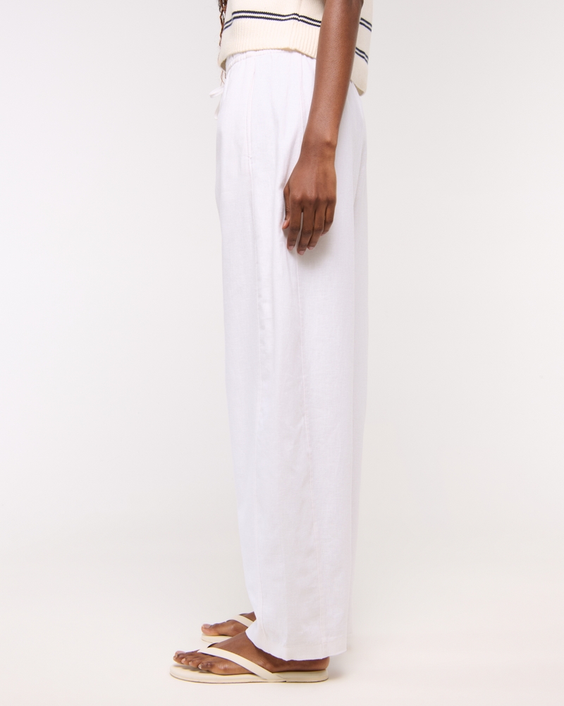Linen-Blend Barrel Pull-On Pant(white,XXS)