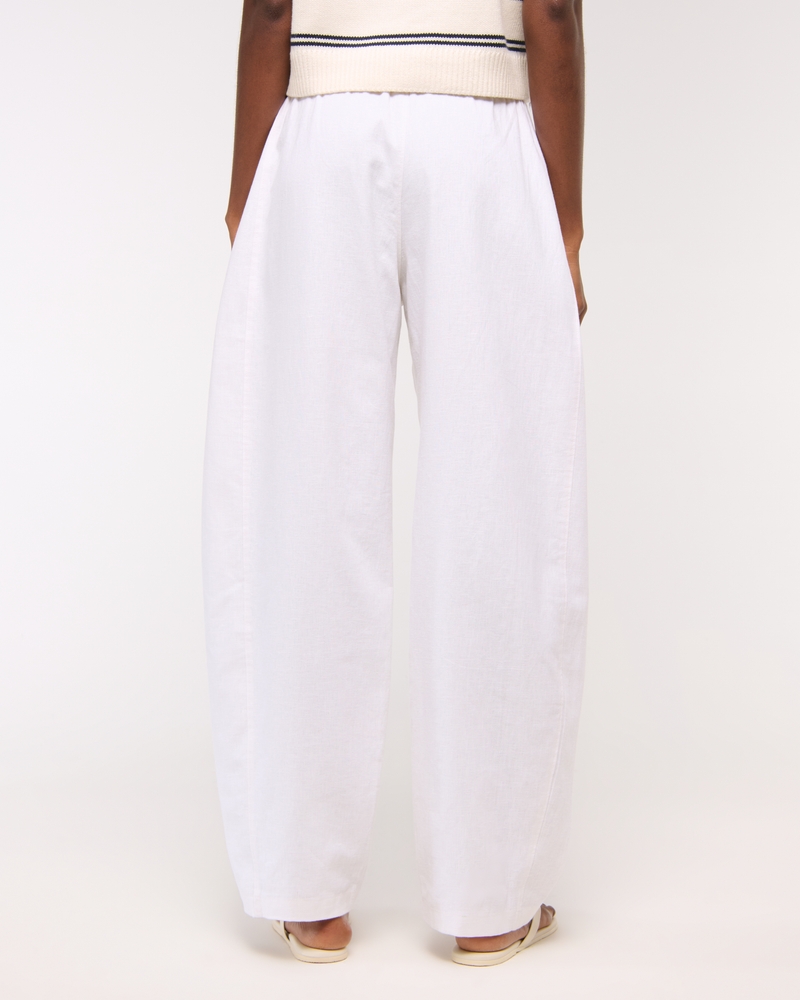 Linen-Blend Barrel Pull-On Pant(white,XXS)