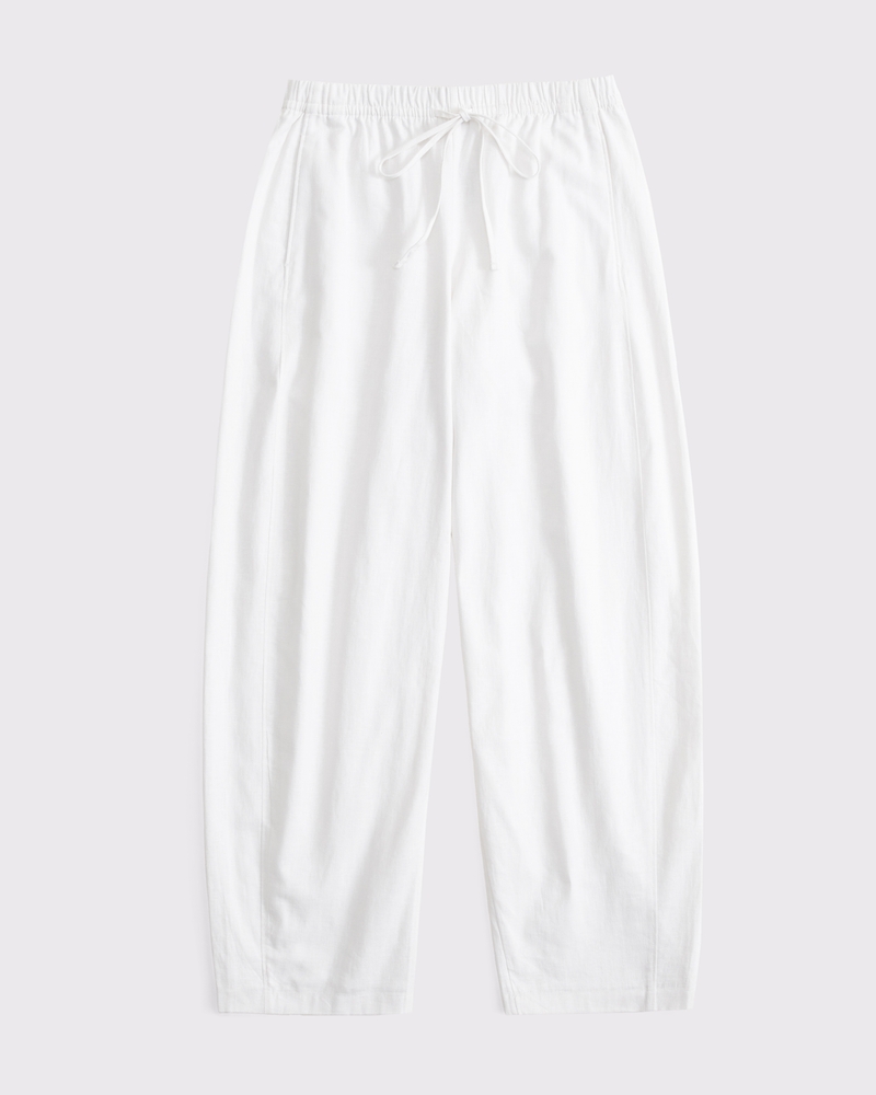 Linen-Blend Barrel Pull-On Pant(white,XXS)