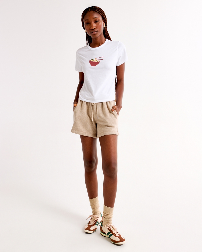 Short-Sleeve Ramen Graphic Skimming Tee(white,XXS)