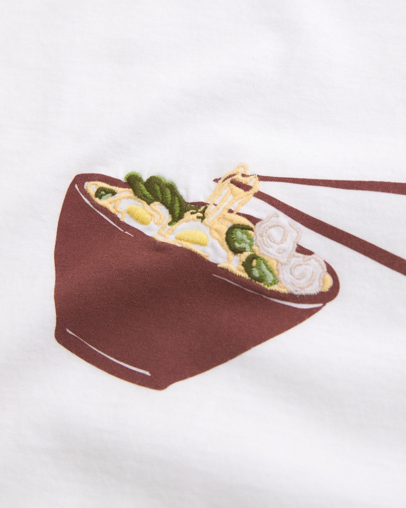 Short-Sleeve Ramen Graphic Skimming Tee(white,XXS)