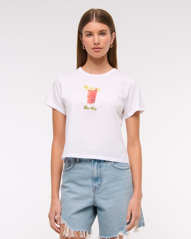 Short-Sleeve Bloody Mary Graphic Skimming Tee(white,XXS)