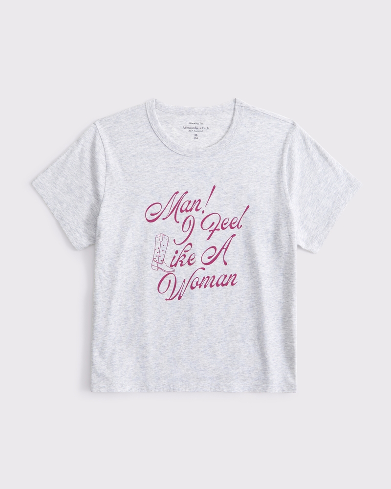 Short-Sleeve Shania Twain Graphic Skimming Tee(light gray,XXS)