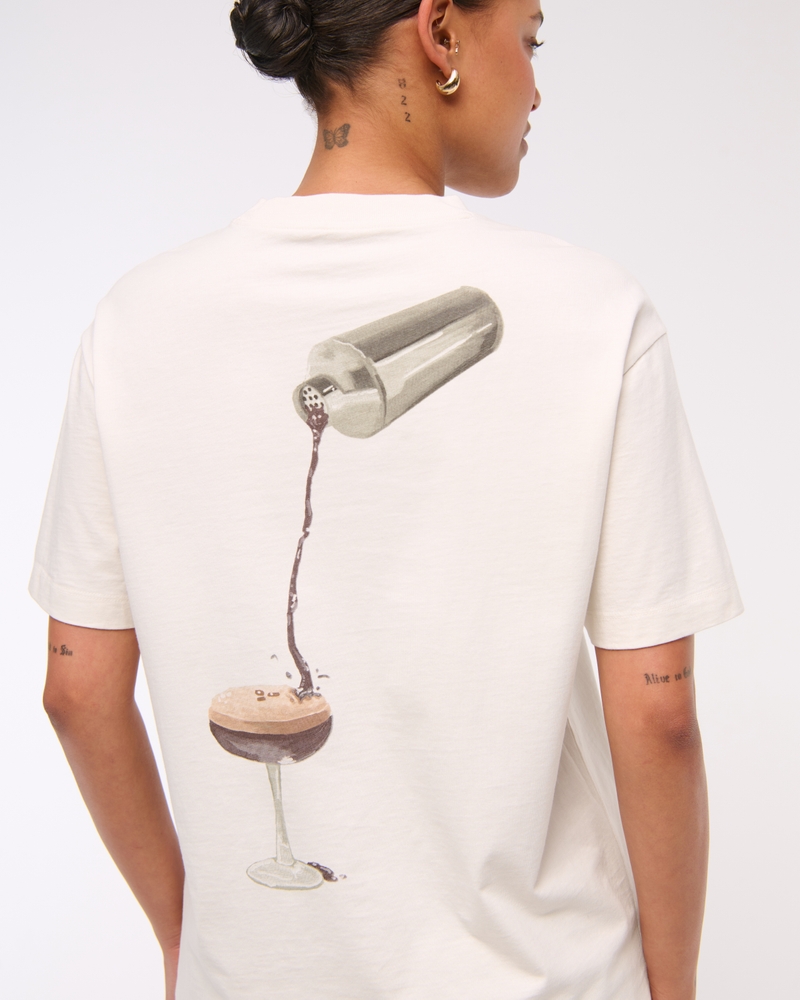 Oversized Espresso Martini Graphic Tee(cream,XXS)