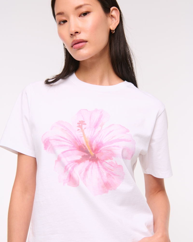 Short-Sleeve Hibiscus Graphic Relaxed Tee