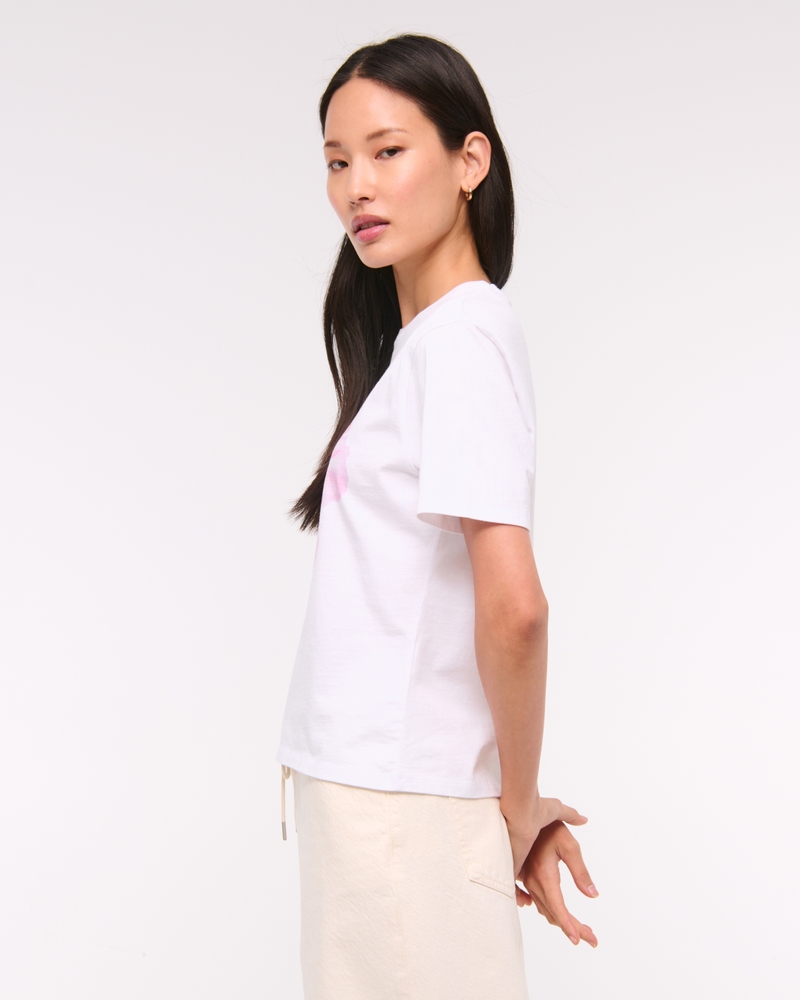 Short-Sleeve Hibiscus Graphic Relaxed Tee(white,XXS)
