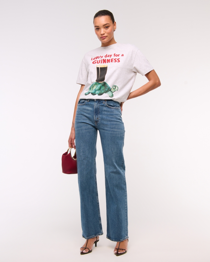 Oversized Guinness Graphic Tee(light gray,XXS)