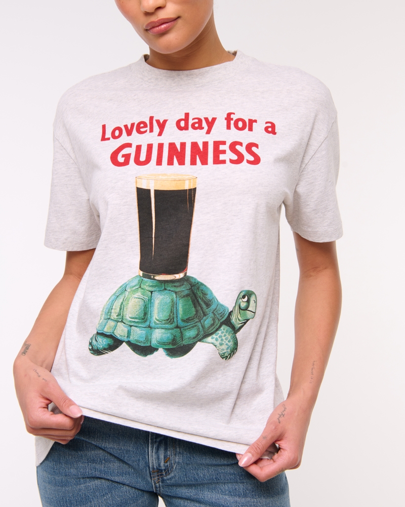 Oversized Guinness Graphic Tee(light gray,XXS)