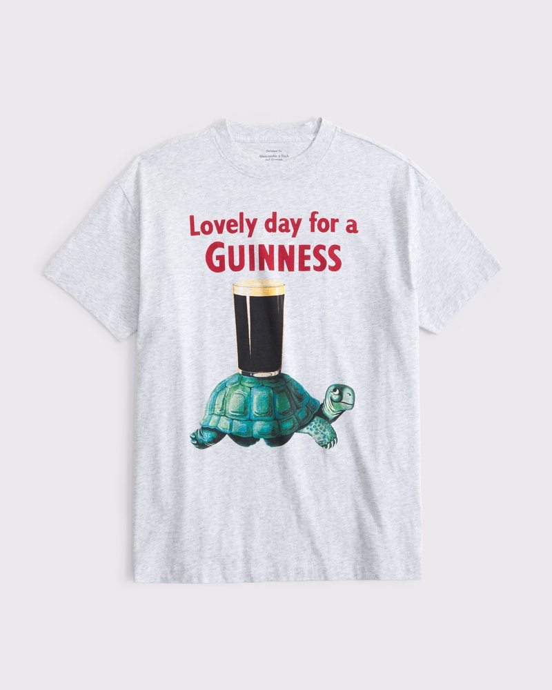 Oversized Guinness Graphic Tee(light gray,XXS)