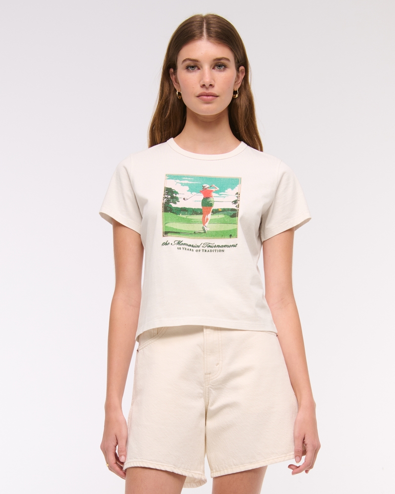 Short-Sleeve Memorial Tournament Graphic Skimming Tee(feather gray,XXS)
