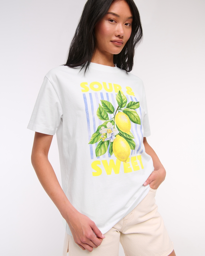 Oversized Lemon Graphic Tee(white,XXS)