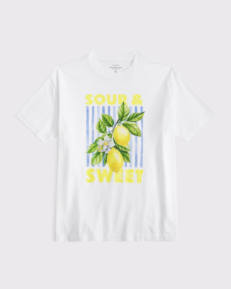 Oversized Lemon Graphic Tee(white,XXS)