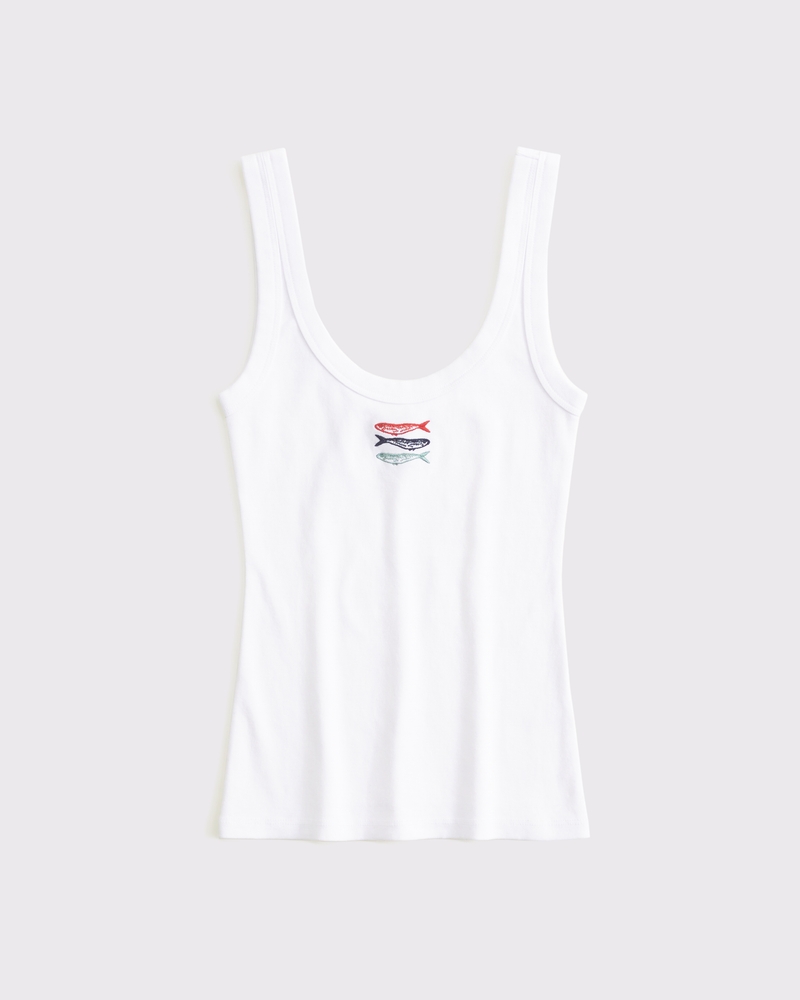 Crab Graphic Scoopneck Tank(white,XXS)