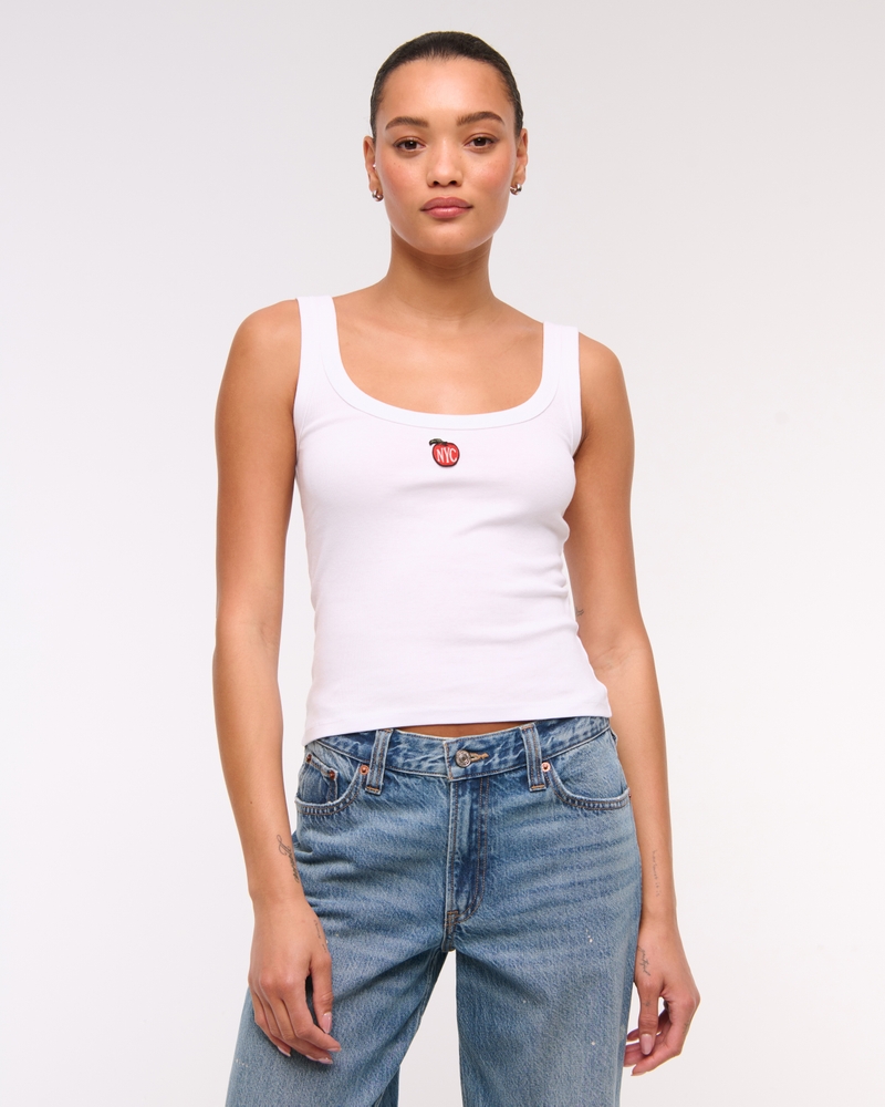 New York City Graphic Scoopneck Tank(white,XXS)