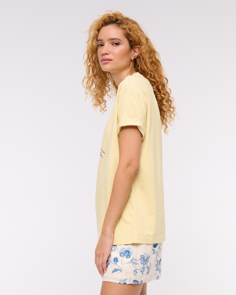 Oversized Cin Cin Graphic Tee(sunny yellow,XXS)