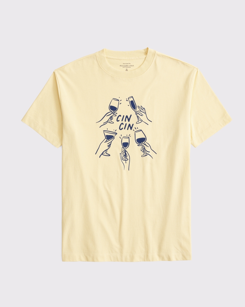 Oversized Cin Cin Graphic Tee(sunny yellow,XXS)