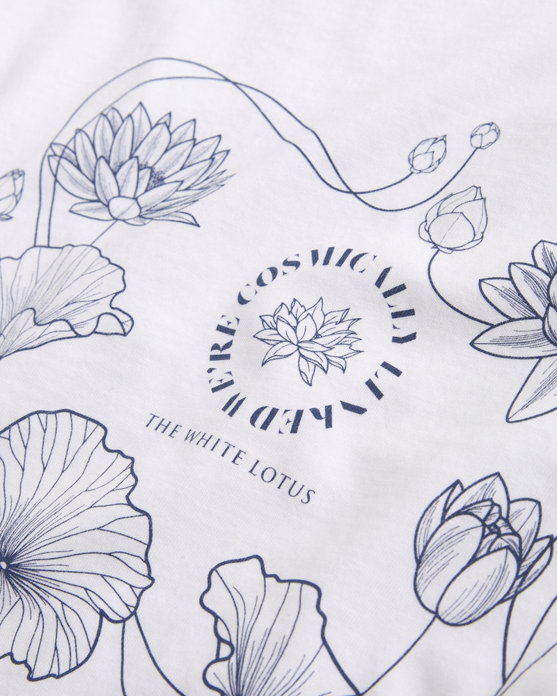 Short-Sleeve The White Lotus Graphic Skimming Tee(white,XXS)