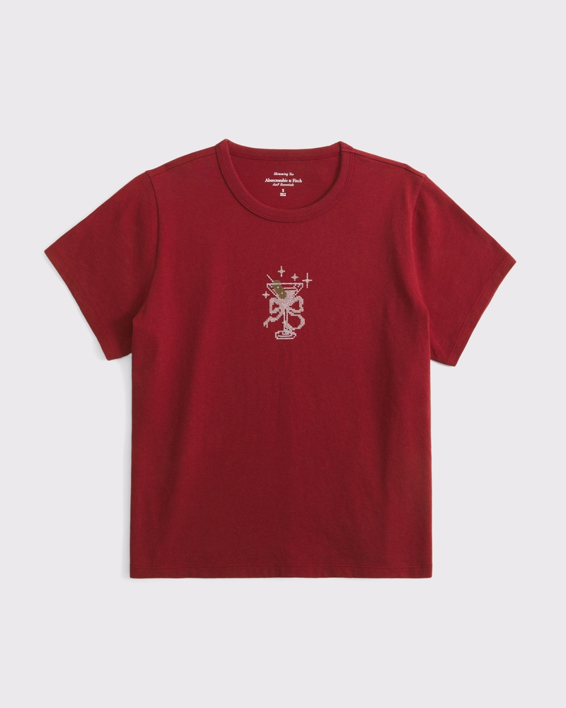 Short-Sleeve Martini Graphic Skimming Tee