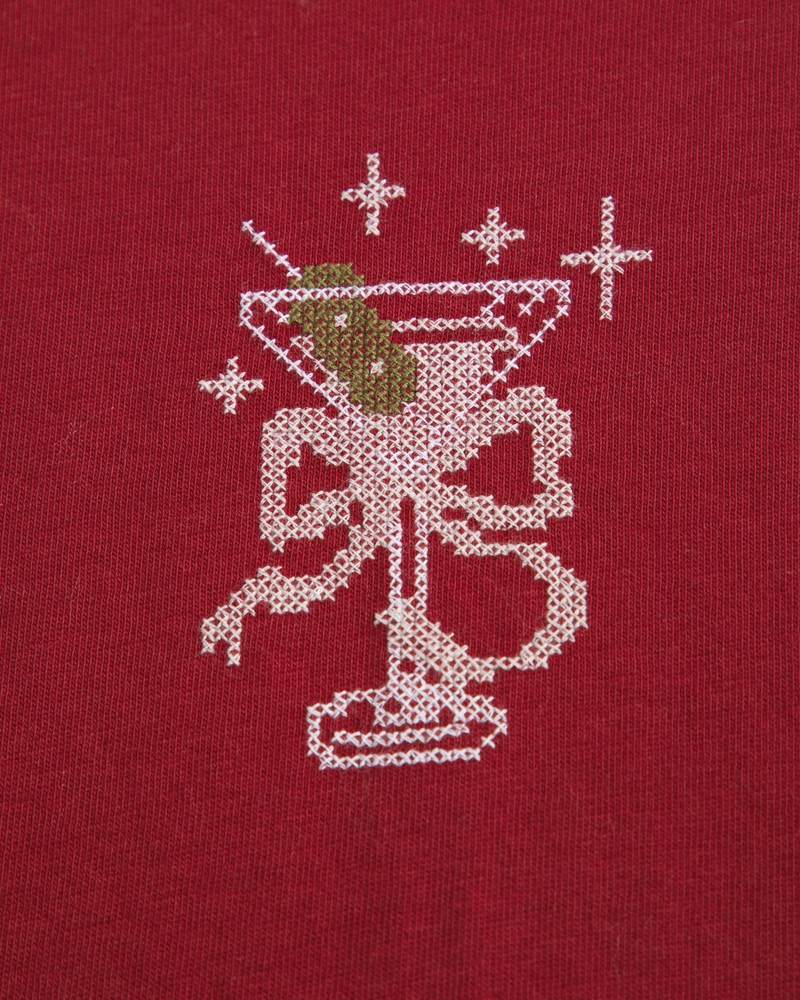 Short-Sleeve Martini Graphic Skimming Tee(rich ruby,XXS)