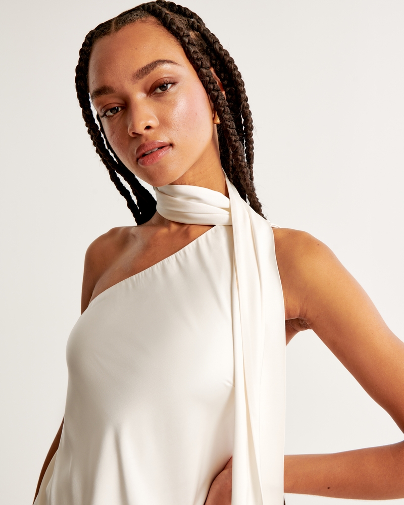 Scarf Slip Mini Dress(white,XXS)
