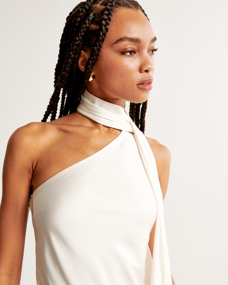 Scarf Slip Mini Dress(white,XXS)