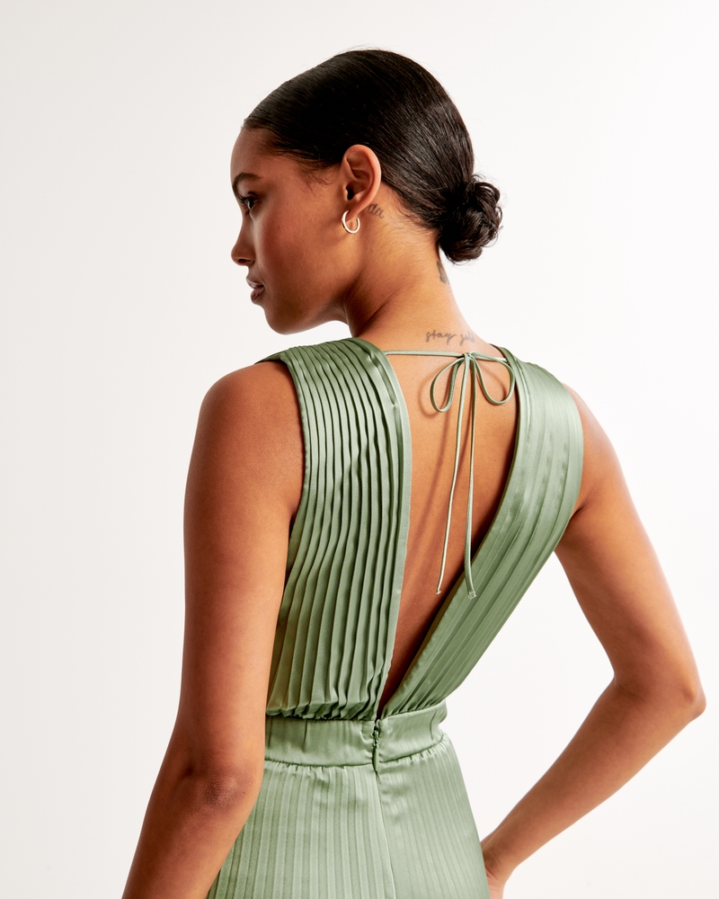 The A&F Giselle Pleated Jumpsuit(green,XXS)