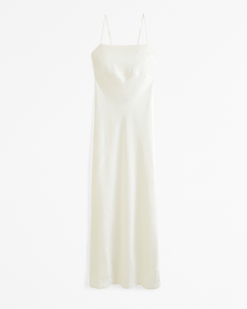 The A&F Julia Slip Cowl Back-Bow Maxi Dress(pearl,XXS)