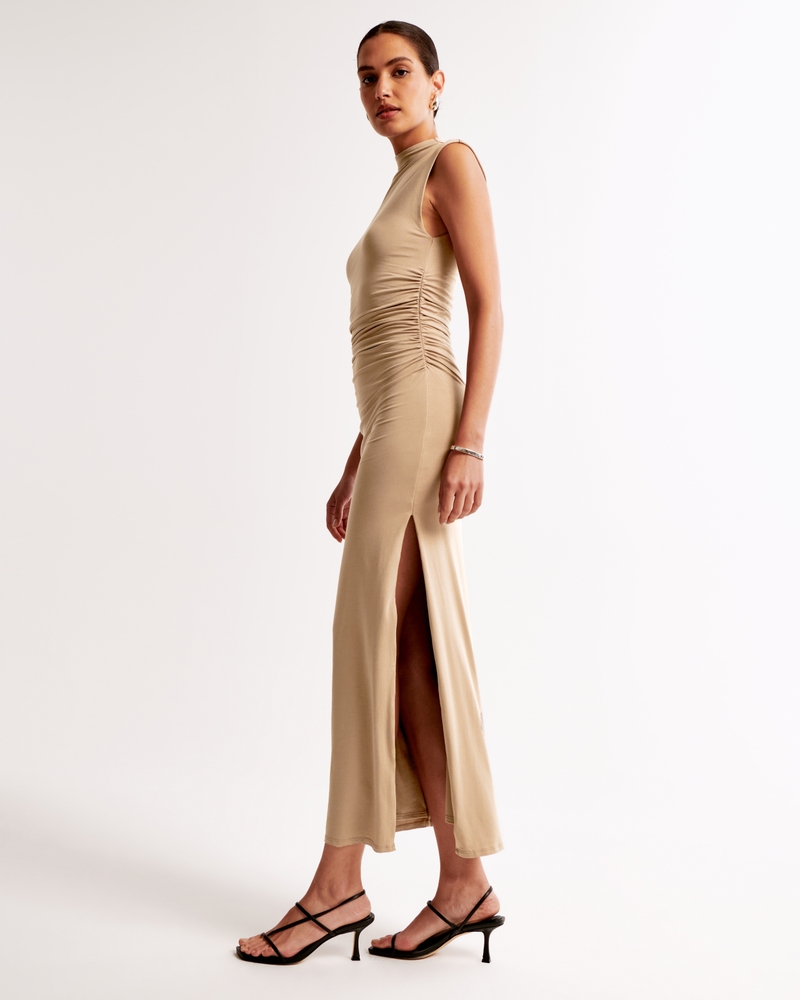 The A&F Paloma Maxi Dress(taupe gray,XXS)