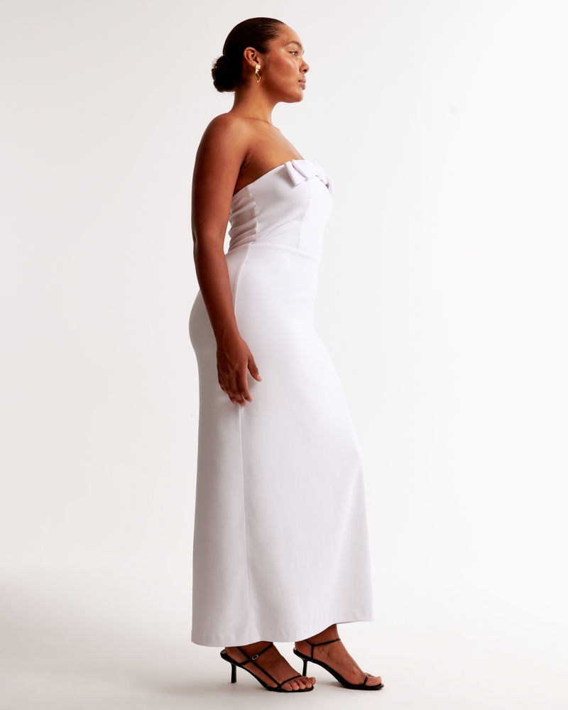 Column Bow-Front Maxi Dress(white,XXS)