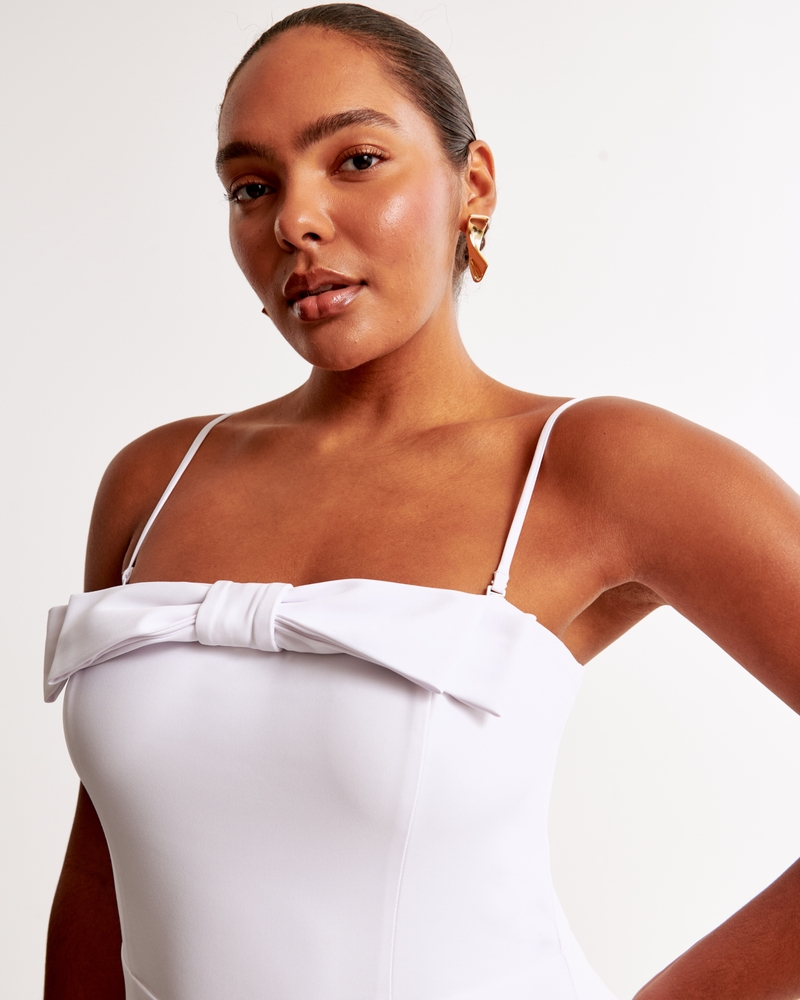 Column Bow-Front Maxi Dress(white,XXS)