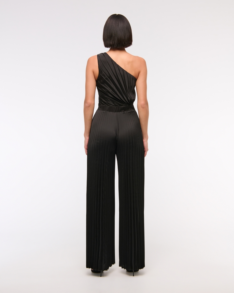 The A&F Giselle Pleated One-Shoulder Jumpsuit(black,XXS)