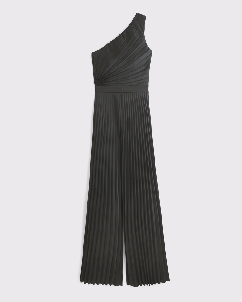 The A&F Giselle Pleated One-Shoulder Jumpsuit(black,XXS)