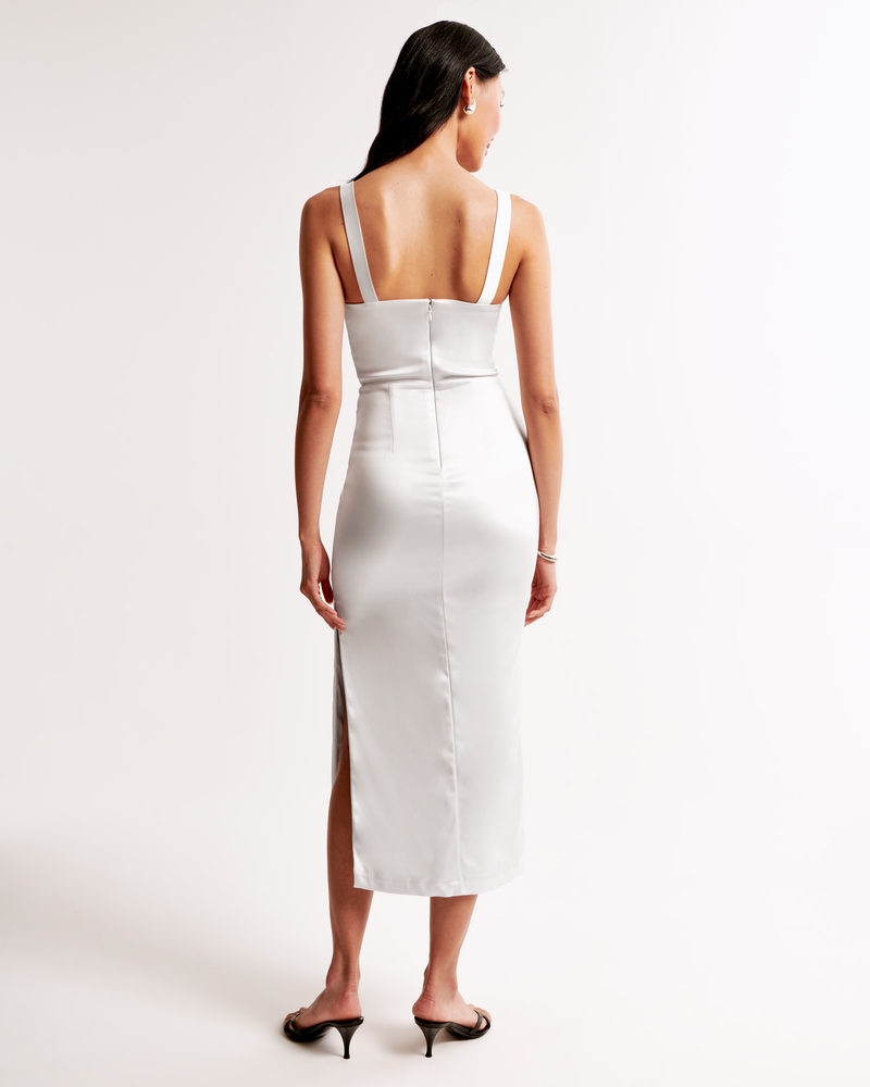 Sculpting Stretch Satin Midi Dress(pearl,XXS)