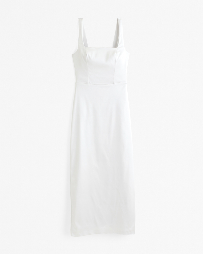 Sculpting Stretch Satin Midi Dress(pearl,XXS)