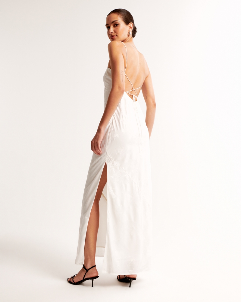 The A&F Julia Slip Satin Jacquard Maxi Dress(pearl,XXS)