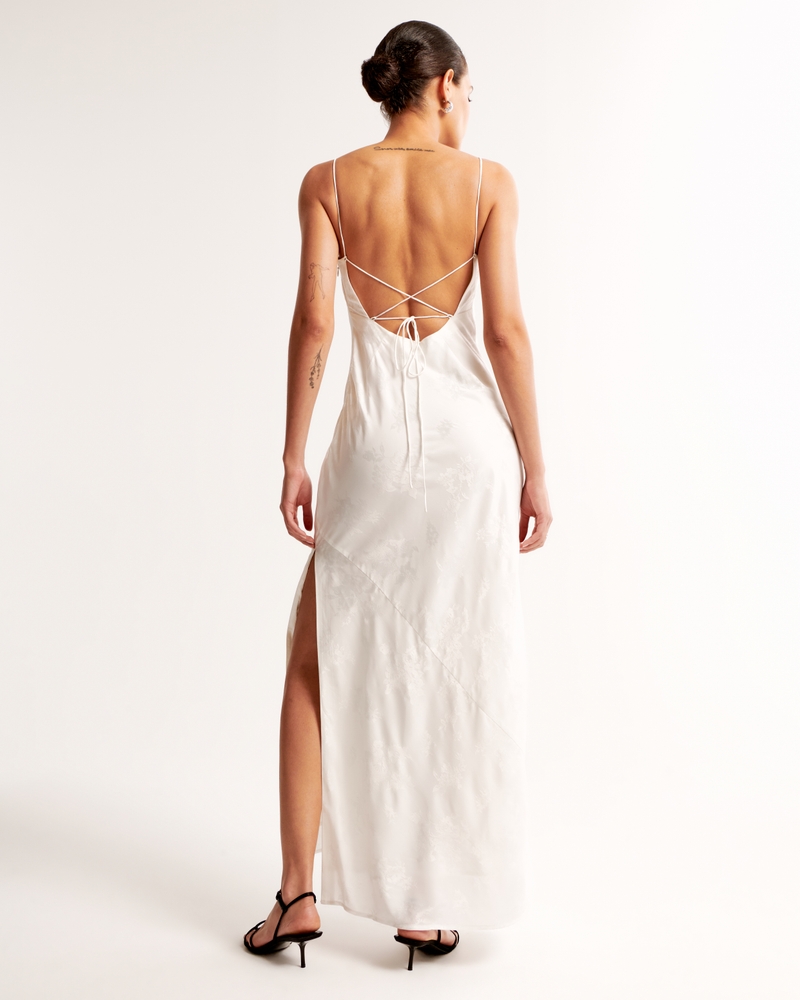 The A&F Julia Slip Satin Jacquard Maxi Dress(pearl,XXS)