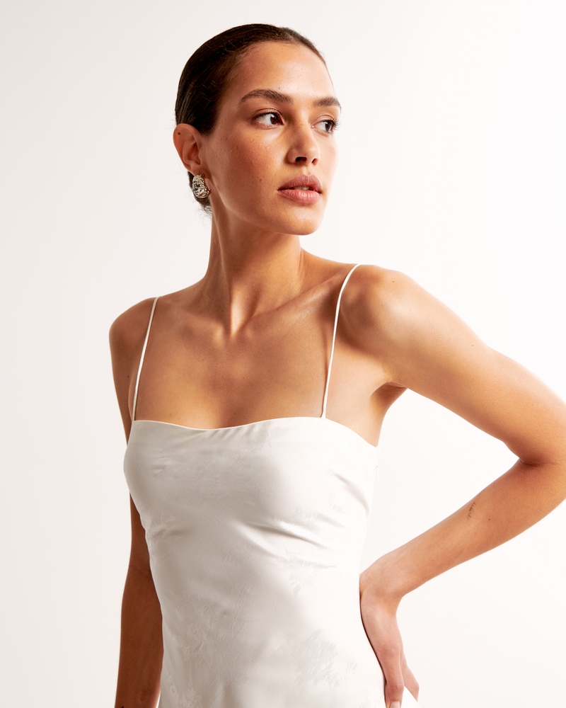 The A&F Julia Slip Satin Jacquard Maxi Dress(pearl,XXS)