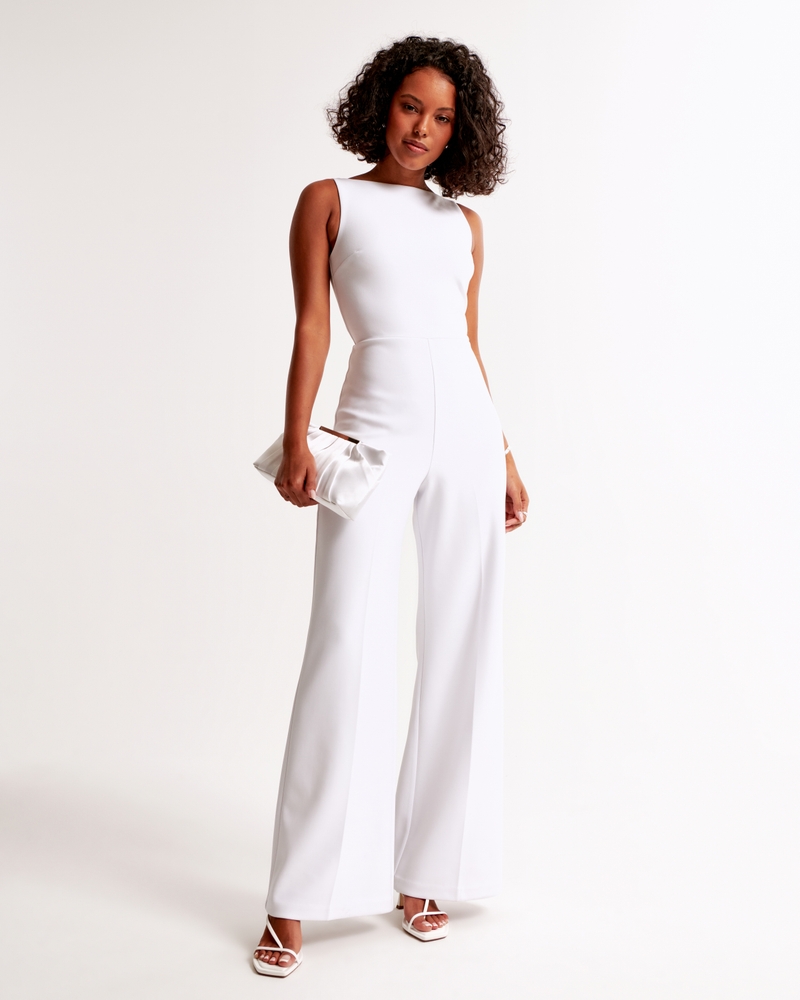 Slash Clasp-Back Jumpsuit(white,XXS)
